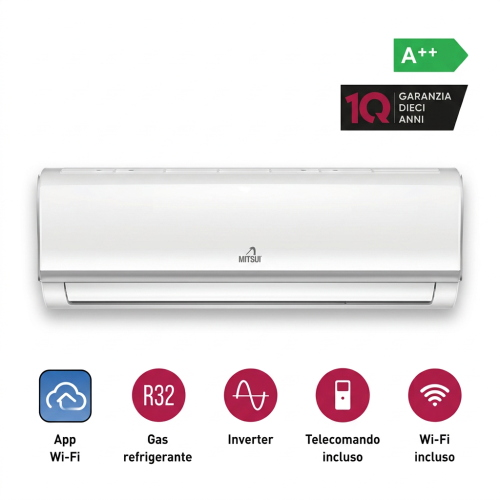 CLIMATIZZATORE A PARETE MITSUI MTX12HP24F – 12 000 BTU, INVERTER, R32, CLASSE A++ (WI-FI INCLUSO)