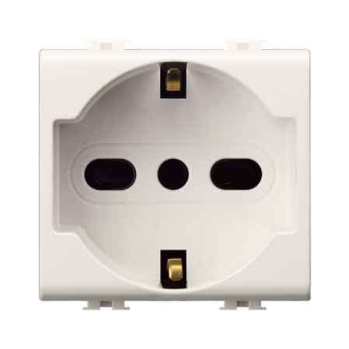 PRESA ITALIANA/TEDESCA 'EASY' 10/16A 250V 2P+T - BIANCO COMPATIBILE SERIE MATRIX BTICINO