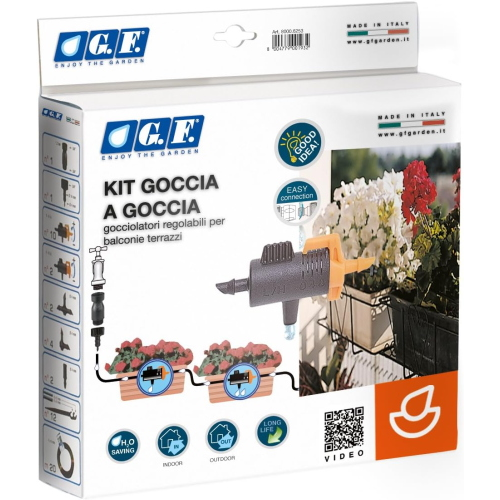 KIT IRRIGAZIONE GOCCIA A GOCCIA PER 12 VASI CON 20 METRI DI TUBO CAPILLARE