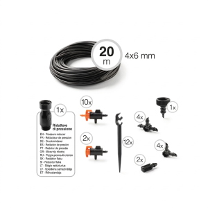 KIT IRRIGAZIONE GOCCIA A GOCCIA PER 12 VASI CON 20 METRI DI TUBO CAPILLARE
