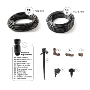 KIT IRRIGAZIONE GOCCIA A GOCCIA PER 20 VASI CON 20 METRI DI TUBO CAPILLARE