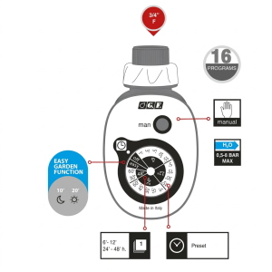 PROGRAMMATORE ELETTRONICO PER IRRIGAZIONE GF16 EASY ATTACCO 3/4"